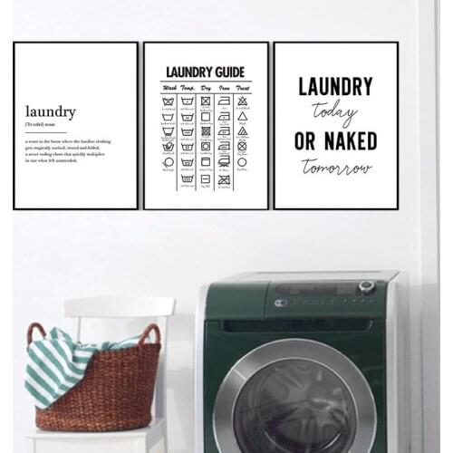 Laundry Room Decoration Quote Wall Pictures Art Print Laundry Guide Hotel Poster Laundry Care Wall Art Canvas Painting Picture