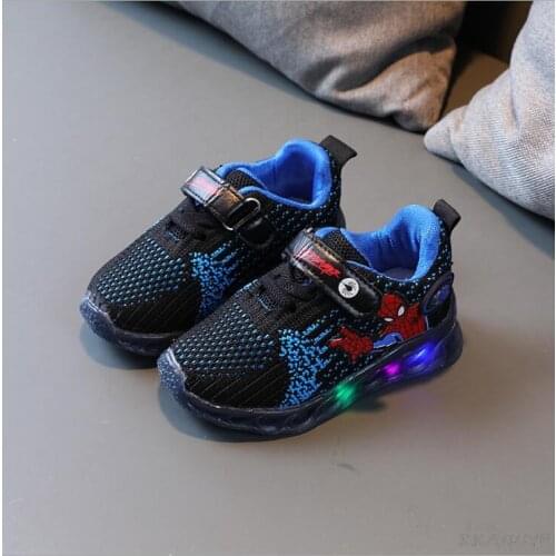 Hot Spiderman Kids Boys Sports Sneakers Children Glowing Kids Shoe Chaussure Enfant Girls Shell head Shoes LED light