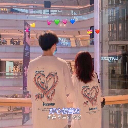 [two Piece] Lovers' Short Sleeve 2021 New Pure Cotton Summer One Man and One Woman Trend T-shirt