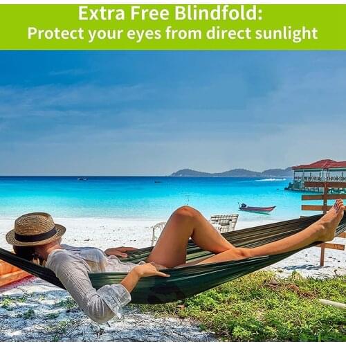 Double Camping Hammock with Tree Straps Portable Lightweight Nylon Parachute Outdoor Hammock with Net