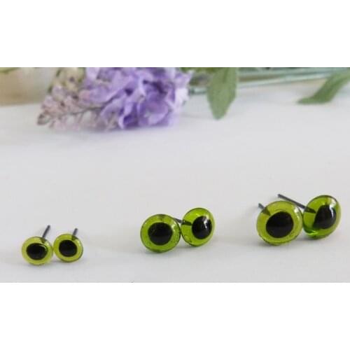 60pcs/lot new animal eyes 3/4/5/6/7/8/10mm green glass toy pin eyes for diy wool felt handcraft findings--size option