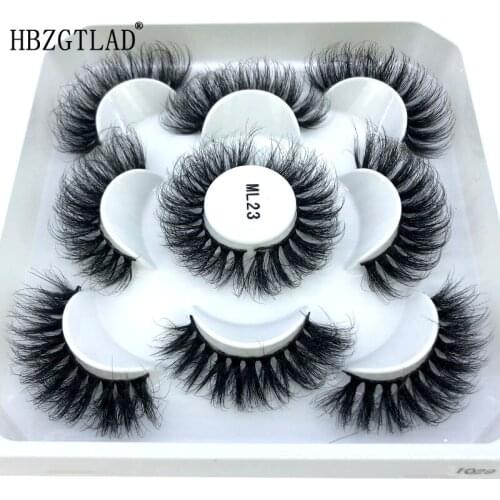 HBZGTLAD New 5 pairs 3D Mink Lashes Natural False Eyelashes Dramatic Volume Fake Lashes Makeup Eyelash Extension Silk Eyelashes