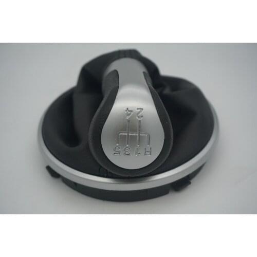 GOOD ship For Skoda Fabia 2 II MK2 2007-2010 Roomster 2006-2010 5 speed Gear Shift Knob With Leather Gaiter Sliver Cap