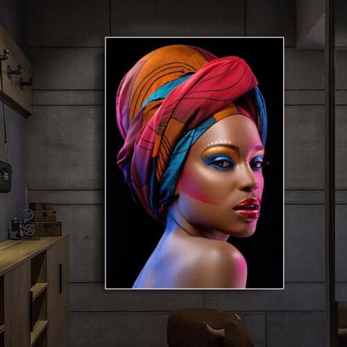 Sexy Black Nude African Woman Red Lips Canvas Painting Cuadros Posters and Prints Scandinavian Wall Art Picture for Living Room