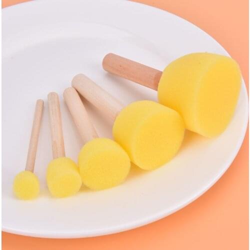 2PC Kid Sponge Paint Brush Original Wooden Handle Painting Graffiti Early Toy DIY Art Supplies Gifts