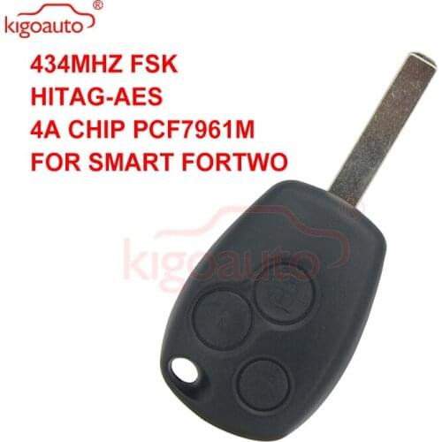 Kigoauto Remote car key 3 button 434Mhz VA6 blade 4A chip for new Smart 2015 2016