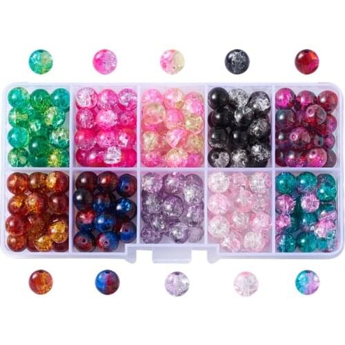 1Box 4/6/8/10mm Round Transparent Crackle Glass Beads For Jewelry Making DIY Bracelet & Necklace Loose Spacer Beads Hole: 1.3mm
