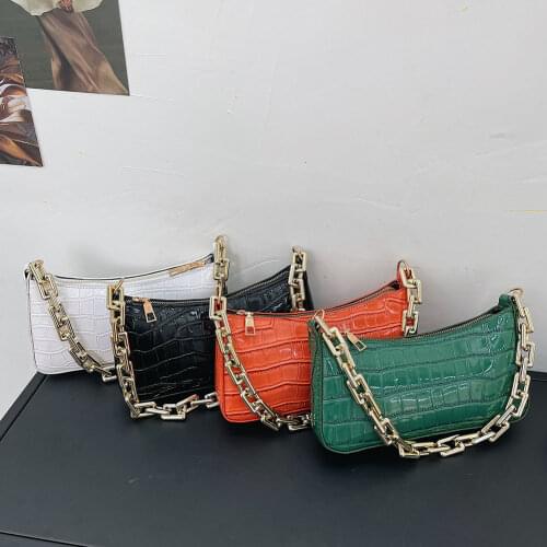 2021 Hot Small Purse Ladies Handbags Fashion Women Alligator Pattern Thick Chain Small Handbags Underarm Shoulder Bag