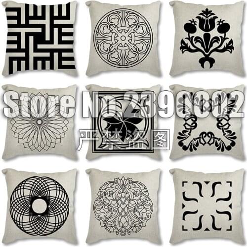 New Modern Nordic Black Cushion Cover Geometric line Decorative Pillows Case Livingroom 45X45CM Sofa Throw flax Pillow Covers