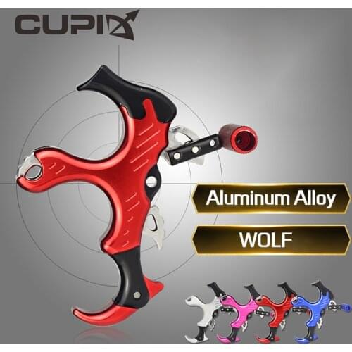 Archery Bow 3 Finger Grip Caliper Release Wolf Right Hand High Strength Metal Caliper Grip Aid for Compound Bow Hunting Sports
