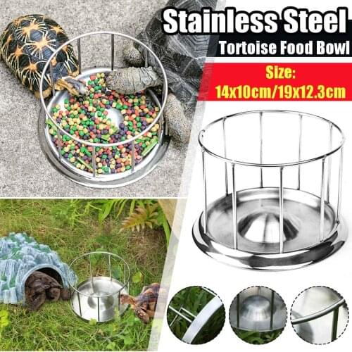 Reptile Food Bowl Pet Tortoise Lizard Feeder Tray Reptile Terrarium Drinking Food Water Bowl Dish Feeder Tool stainless steel