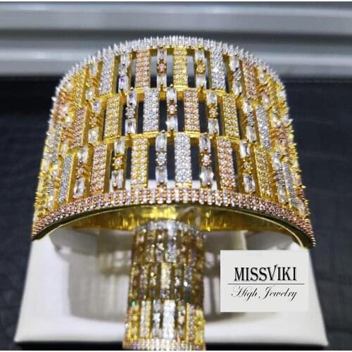 Missvikki Brand Luxury Bold African Bangle Ring Set For Women Cubic Zircon Pave Party Wedding Saudi Arabic Dubai Jewelry Sets