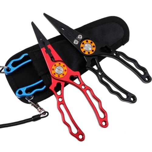 Aluminum Alloy Multi Fishing Hook Remover Pliers Line Cutters Saltwater Split Ring Tool with Sheath and Lanyard