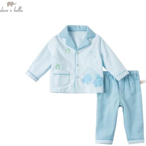 DBX16446 dave bella spring baby boys fashion cartoon print pajamas newborn baby underwear casual sleepwear 2 pcs suit