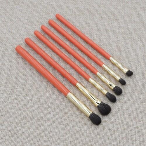 Professional Handmade Makeup Brushes Kit Soft Blue Squirrel Goat Hair Eye Shadow Blending Brush Orange Handle Make Up Brush Set