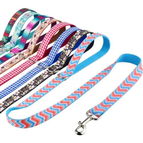 Adjustable Nylon Print Flower Unisex Pet Dog Leash Set Fashion Print Nylon Leash Puppy Small Large Medium Printed Leash Set