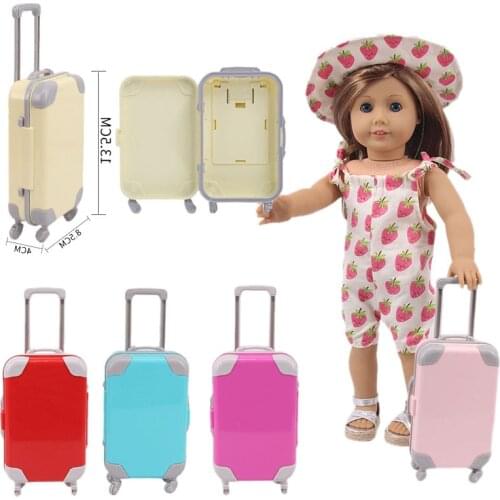 15 Styles Color Plastic Sliding Suitcase For 18 Inches American Doll&43 CM New Born Baby Generation Russian Girls Christmas Toy