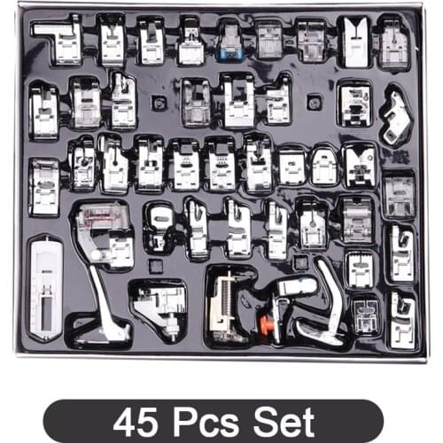 45pcs/Set Sewing Machine Accessories Presser Foot Supplies Household Kit Set for Brother Singer Parts DIY Groove Pintuck Foot