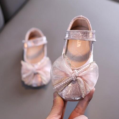 TELOTUNY Sandals Toddler Kids Baby Girls Pearl Bowknot Princess Shoes Soft Leather Hook&loop Stage Show Roman Sandals 21-30