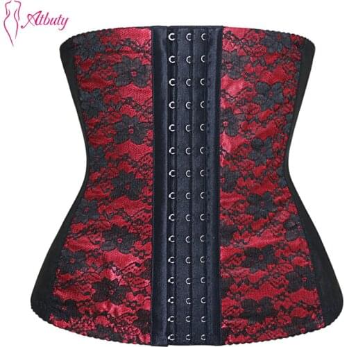 Atbuty Sexy Waist Corsets 9 Steel Bones Waist Trainer Flower Slimming Tummy Shapers for Women