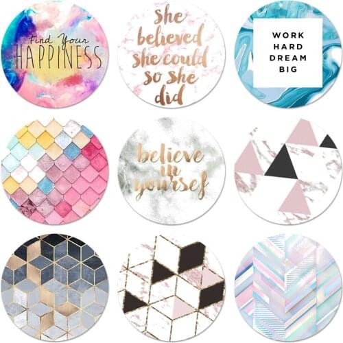 Chic Pink Marble Pretty Icons Pins Badge Decoration Brooches Metal Badges For Clothes Backpack Decoration 58mm