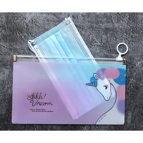 4Pcs / Pack Unicorn Mask Storage Clip Foldable Storage Manager Portable Cartoon Mask Holder Mask Folder