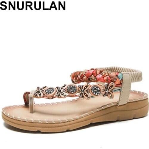 SNURULAN Breathable Womens Sandals Summer Shoes For Women Rhinestone Ladies Shoes Crystal Decoration Female Sandals Womens
