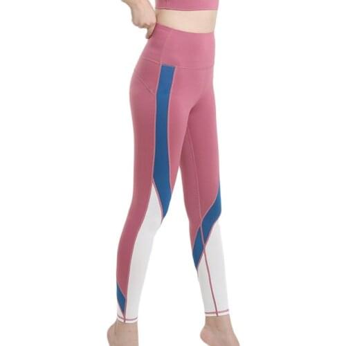 Sport Wear Fashion Womens Yoga Leggings Contrast Color Yoga Pants Gym Jogging Workout Leggings