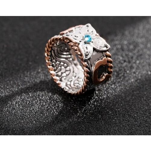 High Quality European and American Style Fashion Rose Gold Color Inlaid Pattern Retro Ring For Women Wholesale Jewelry