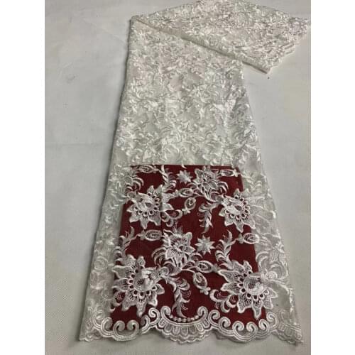 High Quality Lace Fabric Bone Rope Milk Silk Embroidery Flower Tulle Mesh Design Sewing Fashion Skirt Dress 5 Yards Wholesale