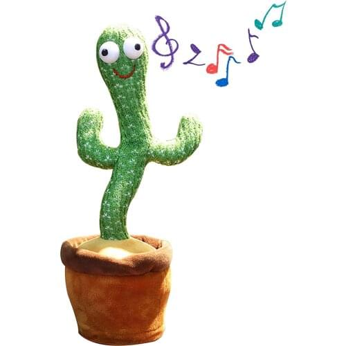 Recharge +120songs+bluetooth Dancing Cactus Stuffed Toy Electronic Shake Squeaky Sound Dog Toy Funny Early Childhood Education C
