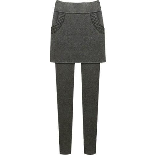 Winter Velvet Thick Skinny Leggings Pants Female Skirt + Long Trousers Large Size 4XL 5XL 6XL Warm Skirts Trousers For Women