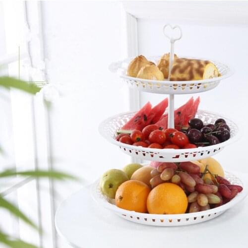 1PC Round Fruit Cake Plate Nordic Style Pure Color New Hollow Candy Fruit Wedding Cake Tray White Plate OK 0811
