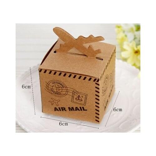 100pcs/lot Air Plane Rustic Kraft Candy Box Retro square Wedding Party Box Birthday Party Decorations Kids Party Decorations