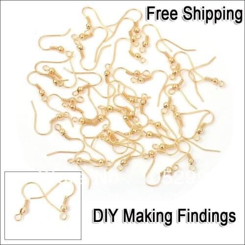 200PCS A Lot Wholesale Making Jewelry Findings Yellow Gold Plated Hook DIY Jewelry Design Ear Wire Nice