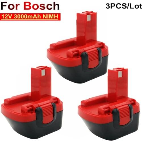 3PCS BAT043 Rechargeable Battery 12V 3000mAh Ni-MH Replacement Battery for Bosch Cordless Drills GSR 12VE-2 PSR 12 BAT046 BAT045