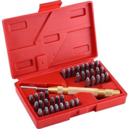 Automatic Letter Number Stamping Metal Punch Stamp Set Tool Kit for Plastics Leather Mark Metal Punch Stamp Set 38pc