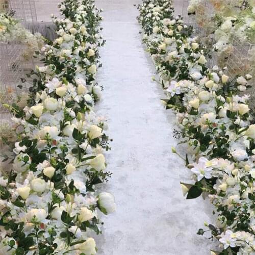 White Wedding Pavillion Flowers strips square canopy flower decoration Wedding Decoration 4M x 24cm flower runner aisle decor