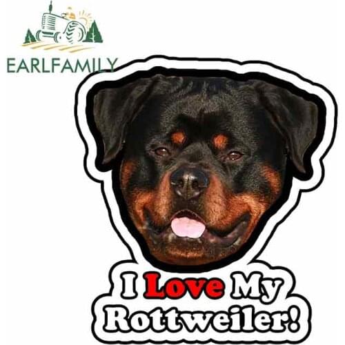 EARLFAMILY 13cm x 11.8cm I Love My Rottweiler Dog Animal Logo Cartoon Car Stickers Vinyl Sunscreen RV VAN Accessories Graphics