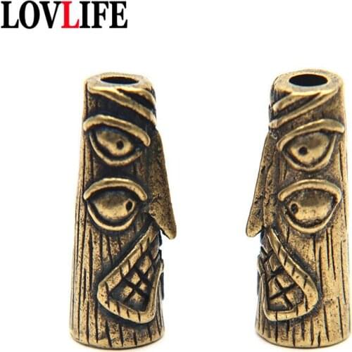 EDC Paracord Beads Four-Eye Bird Retro Brass Copper Lanyard Pendants Knife Bead Umbrella Rope Cord Keychain Bracelet DIY Jewelry