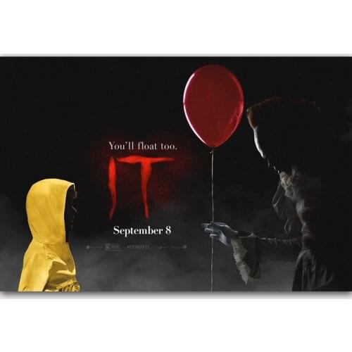 It Movie Stephen King Hot New 2017 Thriller-Silk Art Poster Wall Sticker Decoration Gift