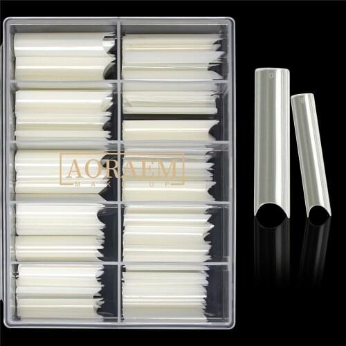 AORAEM XL C Curved Nail Tips Straight Length False Nails Tip Extra Long Square Artificial Nails Salon 100PCS Box Natural Nail