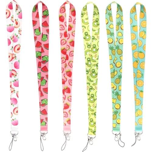 JF0070 Summer Fruit Lanyard for Keys Cute Watermelon Lemon Phone Strap Pineapple Strawberry ID Badge Holder Fashion Gifts
