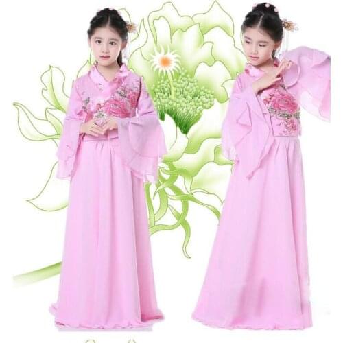 Chinese Dance Costumes Kids Children Traditional Pink Costume Girls Traditional Ancient Chinese Clothing Hanfu Dress