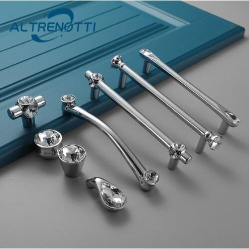 Furniture Cabinet Luxury Crystal ZincAlloy Handle Kitchen Cupboard Closet Metal Door Pull Wardrobe Drawer Dresser Diamond Knob