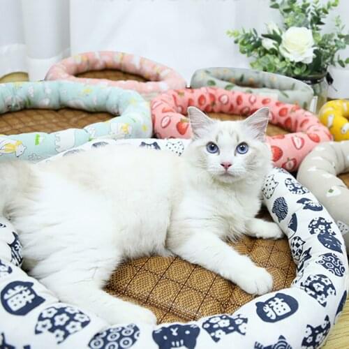 Summer Cat Bed Round Cool Soft Ice Cushion Pad Dog Sleeping Mats Pet Kennel For Small Large Dogs Cats Cool Cold Silk Dog Bed