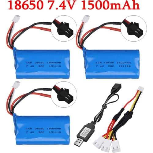 7.4V 1500mAh Lipo Battery for WPL MN99S D90 U12A S033g Q1 H101 7.4V 18650 SM Battery Rc Boats Cars Tanks Drones Parts 2S 7.4V