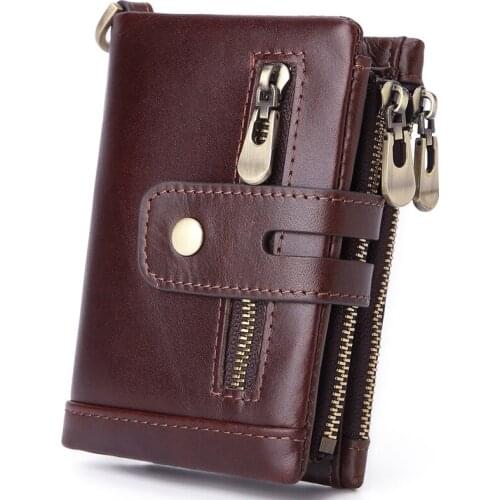 Genuine Leather Men Wallets Coin Pocket Zipper Real Fashion Business Casual Coin High Quality Male Purse