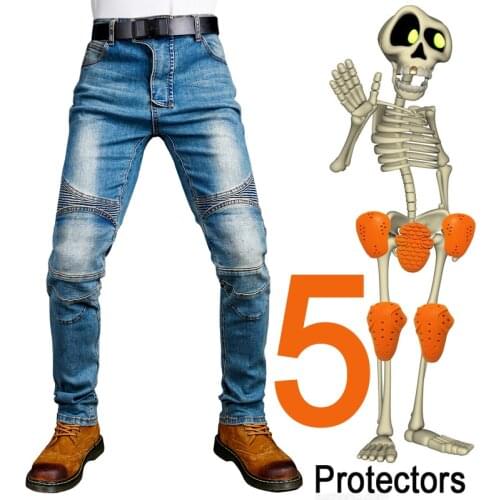 Men riding Slim fit moto jeans Motorcycle riding anti-fall pants women Motorcycle Jeans Outdoor cycling Pants with knee pads