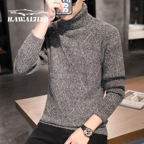 Mens sweaters and pullovers 2021 autumn winter new tops mens high-neck slim fashion pullover youth casual knitted sweater